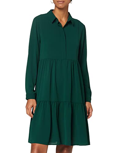 JDY Piper L/S Camiseta Dress Wvn Noos Vestido Informal, Verde Oscuro, 38 para Mujer