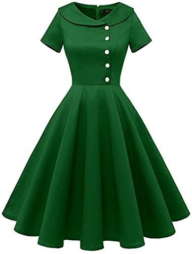Wedtrend Vestido de cóctel para mujer de los años 50, retro, rockabilly, de manga corta., Verde...