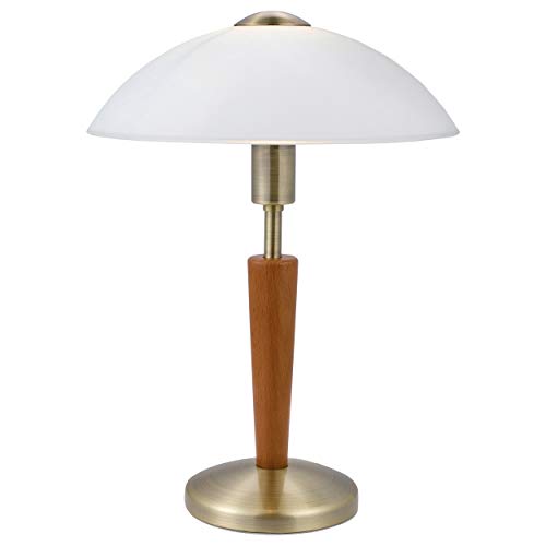 Lámpara de mesa EGLO Solo 1, 1 lámpara de mesa, material: acero, madera bruñida, color: níquel...