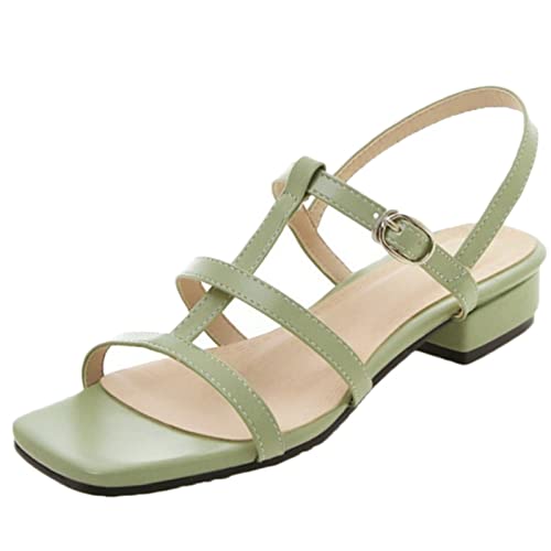CuteFlats Zapatos de verano de las mujeres sandalias de vestir, verde, 35 EU