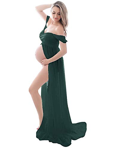 FEOYA - Ropa Embarazadas Mujeres para Sesión de Fotos Vestido Embarazada con Encaje Chifón Mujer...
