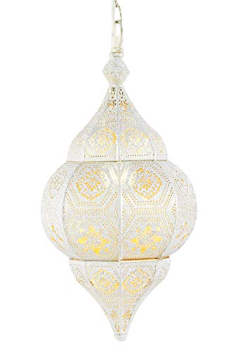 Lámpara Oriental Marroquí - lamparilla colgante - farola de techo Layan blanco 40cm - muy...