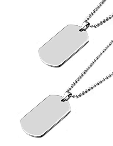 2 colgantes del ejército,etiqueta de acero inoxidable de alto pulido para hombres y mujeres,collar...