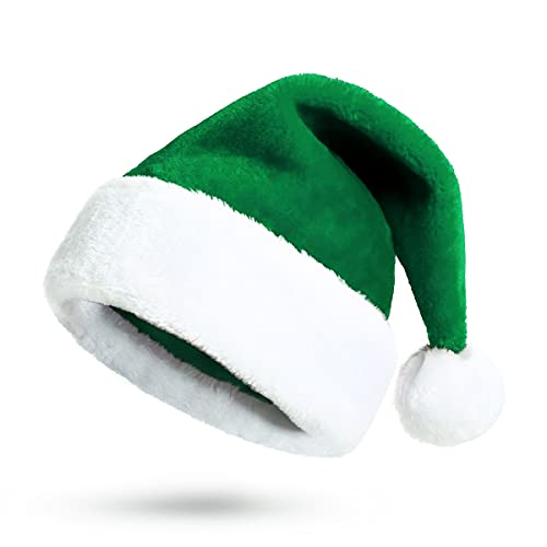 KONVINIT Verde Navideño para Adulto Gorro Santa Claus Gorro de Papá Noel Negro para Hombre Mujer...