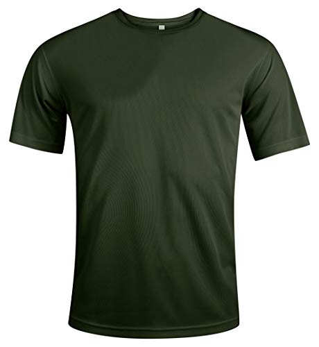MKR Camiseta deportiva de manga corta transpirable de secado rápido., Hombre, MKR438, Verde...