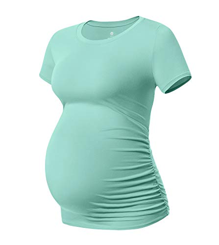 LAPASA Camiseta de Manga Corta para Premamá T-Shirt Embarazada Maternidad (Pack de 1) L55 L Verde...