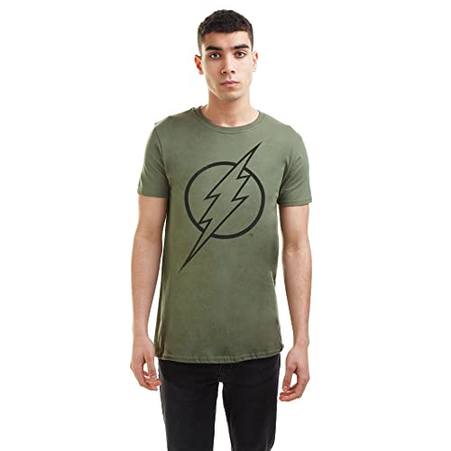 DC Comics Camiseta Manga Corta Flash Line Logo Verde Militar L