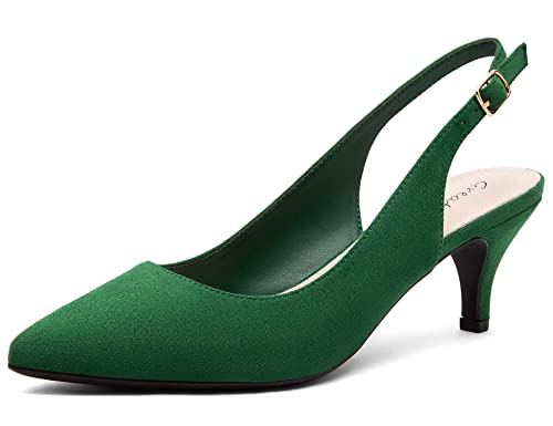 Greatonu - Sandalias puntiagudas, tacón ligeramente elevado, color Verde, talla 39 EU