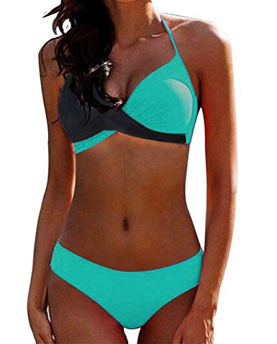 CheChury Bikinis Mujer 2021 Push Up Halter Bikini Traje de baño Acolchado Bra Tops y Braguitas...