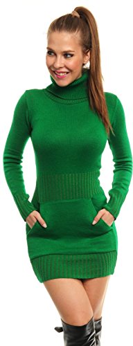 Glamour Empire. Para Mujer. Vestido de Punto Bolsillo Delantero Cuello Alto. 178 (Verde, 36-38, S/M)