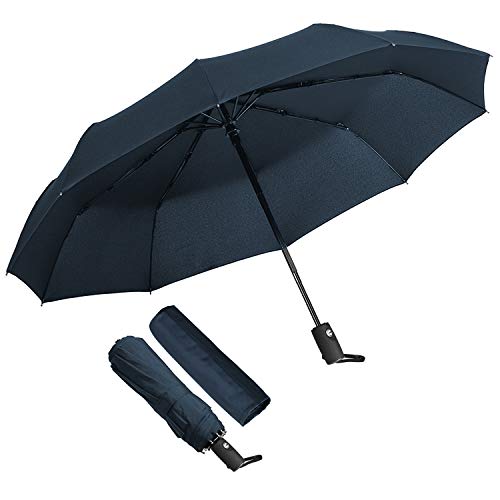 Paraguas Plegable Hombre Automático Antiviento, ECHOICE Paraguas Negro Compacto Resistente al...