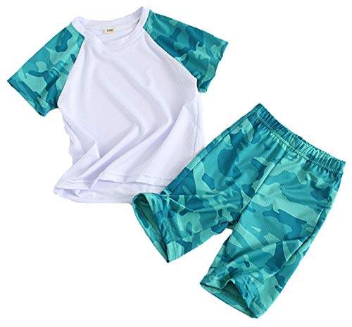 Coralup Conjunto de ropa para niños y niñas, conjunto de ropa deportiva de camuflaje, tops +...
