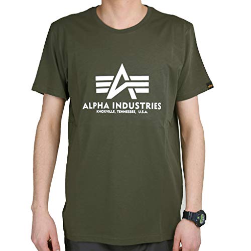 ALPHA INDUSTRIES Basic Camiseta, Verde (Vintage Green-432), L para Hombre