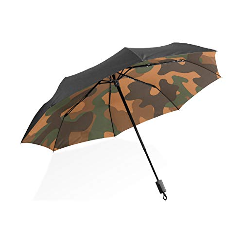 FANTAZIO Paraguas de Viaje con diseño de Camuflaje Militar para Sol o Lluvia