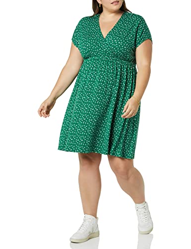 Amazon Essentials Vestido Cruzado (Disponible en Tallas Grandes) Mujer, Verde, Floral, L