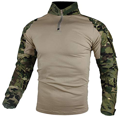 zuoxiangru Camiseta de Combate táctica para Hombres, Camisa Multicam Transpirable Ripstop para Caza...