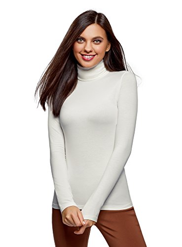 oodji Ultra Mujer Suéter de Cuello Alto Básico, Blanco, ES 40 / M