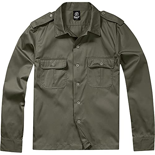 Brandit US Hemd Langarm Camisa, Olive, 3XL para Hombre