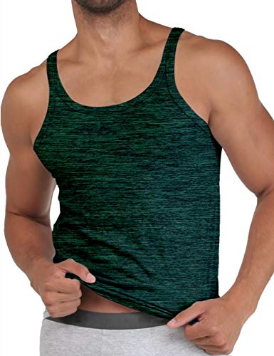 Hombres Básico Camiseta Interiores sin Mangas Camisetas de Tirantes Algodón 2305 Verde XL