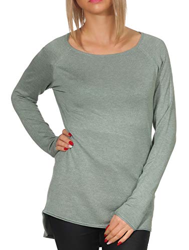 Only Onlmila Lacy L/S Long Pullover Knt Noos Suéter, Verde (Chinois Green/Melange), L para Mujer
