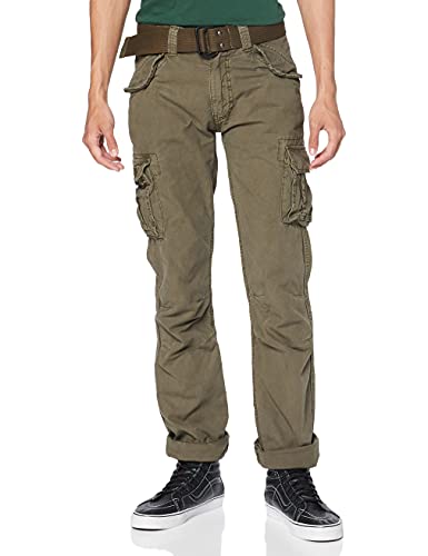 Schott NYC TRBATLE70PKR - Pantalones Hombre, Verde (Olive), W32