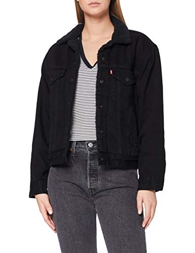 Levi's EXBF Sherpa Trucker Yes Chaqueta Vaquera, Forever Black, M para Mujer