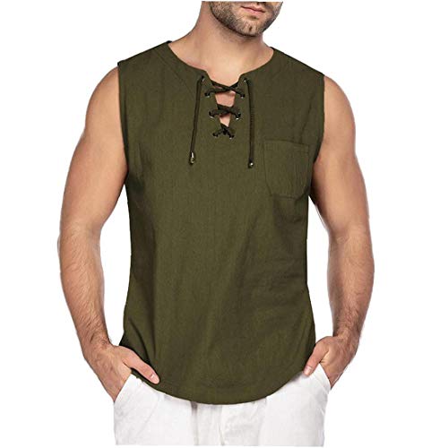 Ohomr Moda Hombres Camiseta de algodón T-Hippie Camisetas sin Mangas de la Yoga Top Ejército Verde...