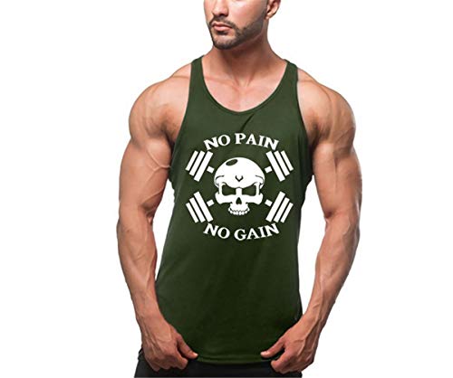 Cabeen No Pain No Gain Tirantes Culturismo Camiseta de Fitness Hombre Deportiva Tank Top