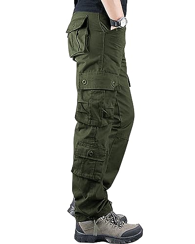 LVCBL Pantalones cargo de algodón para hombre, con 8 bolsillos, elásticos, para combate, táctico,...