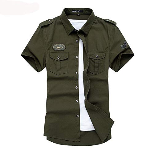 Camisas,Air Force One Camisa De Verano para Hombre Camisa De Uniforme Militar De Manga Corta para...