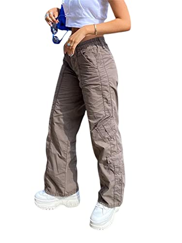 Spewahor Pantalones estéticos Y2K de cintura media de los años 90 de talle bajo cargo holgados con...