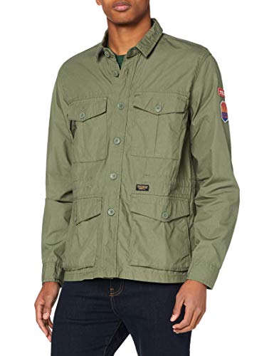 Superdry LS 4 Pocket Field Edition Camisa, Verde (Sage 3se), XXL para Hombre