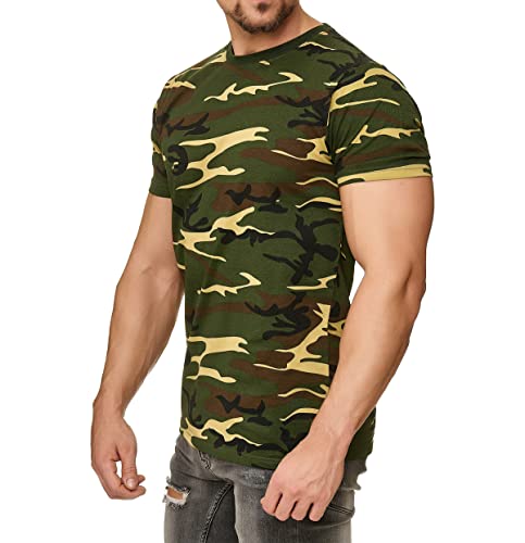 Camiseta de camuflaje militar, color verde verde X-Small