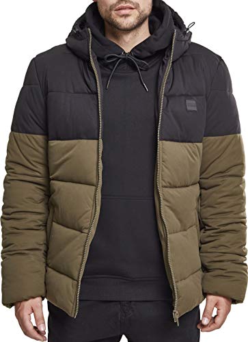 Urban Classics Hooded 2-Tone Puffer Jacket, Chaqueta para Hombre, Grün (Dark-Olive/Black 00795),...
