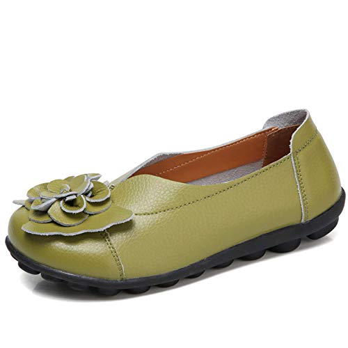 Gaatpot Mujer Mocasines Loafers Zapatos de Conducción Planos Zapatos del Barco Verde 39.5 EU = 41...