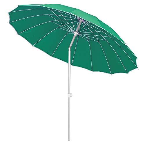 LOLAhome Parasol sombrilla Verde con Varillas Flexibles de Fibra de Carbono y mástil de Aluminio de...