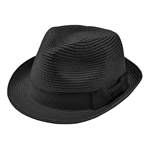 Faletony - Sombrero de paja para verano estilo fedora con cinta, plegable, para hombre y mujer,...
