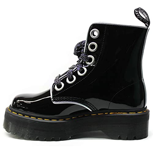 Dr. Martens Mujer Molly Patent Leather Black Silver Botas 40 EU