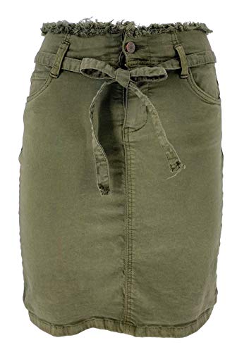 JOPHY & CO. Mini Falda Jeans Denim Mujer de Algodón, Artículos & Estilos Varios., Verde Militar...