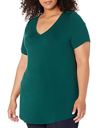 Amazon Essentials Short-Sleeve V-Neck Tunic Camisa Tipo, Verde Jade, 3XL Grande