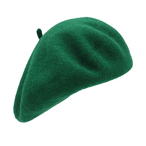 Umeepar Boina francesa de lana, color sólido, sombrero de invierno para mujer, verde, Talla única
