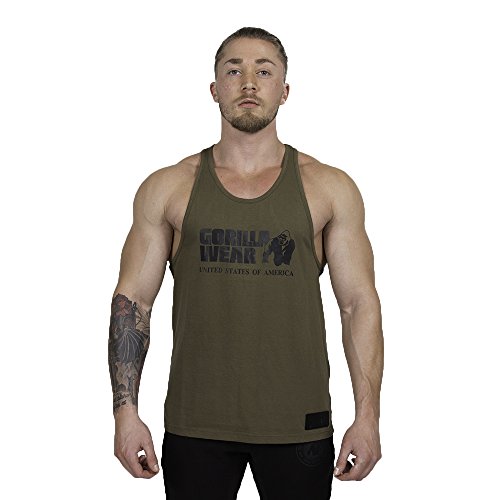 GORILLA WEAR Camiseta de Tirantes Classic Fitness, Verde, Medium para Hombre