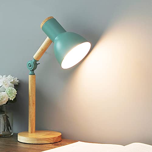 Lámpara de mesa E27 con diseño clásico de madera, lámpara de escritorio,lámpara con brazo...