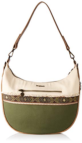 Desigual Fabric Shoulder Bag, Bolsa para Hombros para Mujer, Verde, U