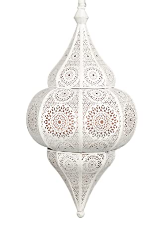 Lámpara Oriental Marroquí - lamparilla colgante - farola de techo Lunar Blanco - 40cm - muy...