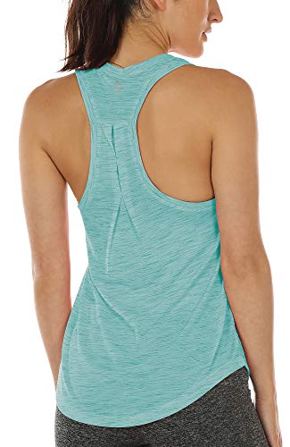 icyzone Camiseta sin Mangas de Yoga para Mujer Chaleco Deportivo (M, Verde Hielo)
