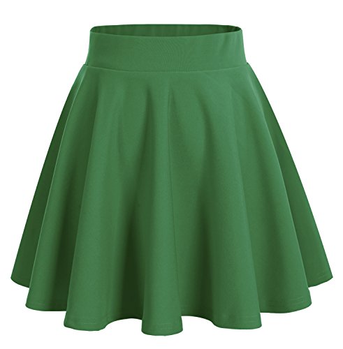 DRESSTELLS Falda Mujer Mini Corto Elástica Plisada Básica Multifuncional Dark Green XL