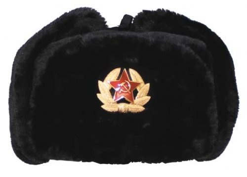 MFH ruso invierno ruso gorra Negro con Placa tamaño M
