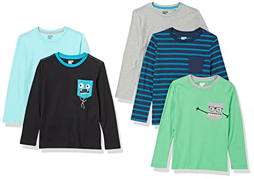 Amazon Essentials Camisetas de Manga Larga (Anteriormente Spotted Zebra) Niño, Pack de 5, Azul...