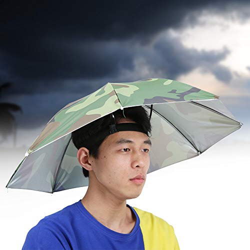 Paraguas Manos Libres de 65 Cm, Paraguas Montado en la Cabeza, Paraguas de Protección UV de Gran...